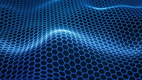 Dynamic 3d rendered abstract background with glowing blue hexagonal grid pu.. Stock Footage 332336604