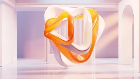 Dynamic 3d rendering abstract geometric shape rotating in contemporary mini.. Stock Footage 328332611