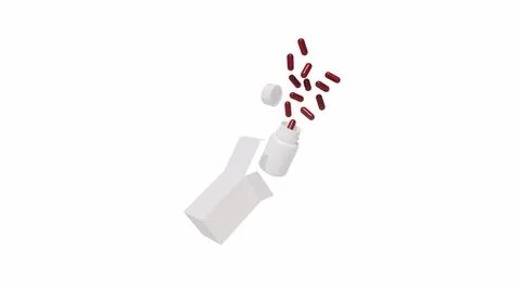 Dynamic 3D Rendering of Medicine Pills and Packaging Stock Illustration
