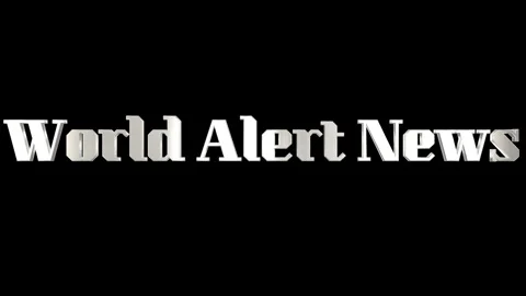 Dynamic 3d text animation world alert news repeats across black background Stockbeeldmateriaal 344713235