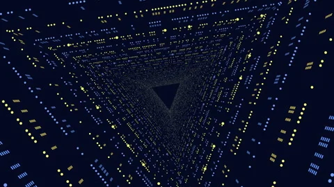 Dynamic 3d triangular pattern with blue and yellow lines Stock Footage 253963430