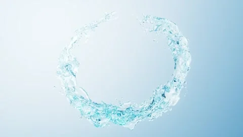 Dynamic 3d water splash ring rotates slowly forming an abstract circular li.. 스톡 동영상 327109170