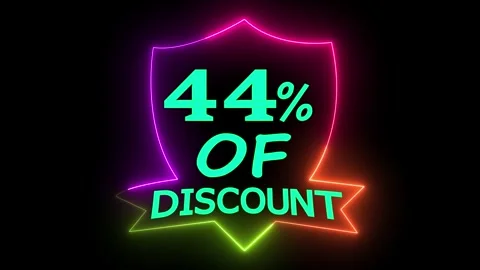 Dynamic 44% Discount Neon Sign Motion Graphic Special Offer Sales Promotion Stock Footage 328567103