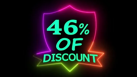 Dynamic 46 percent discount offer animation neon light border special sale .. Stock Footage 329543186