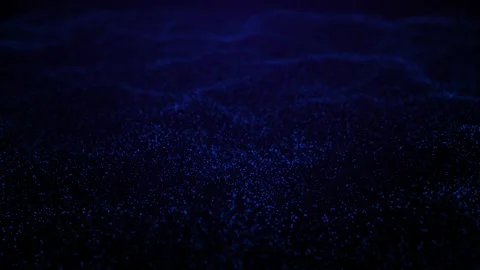 Dynamic 4K loop: Neon particles illuminate dark blue waves in a mesmerizing.. Video stock 258294881