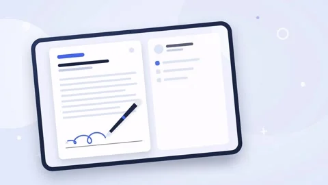 Dynamic 4K UHD slow motion screen recording of digital signature on tablet Stock-Footage 347469412