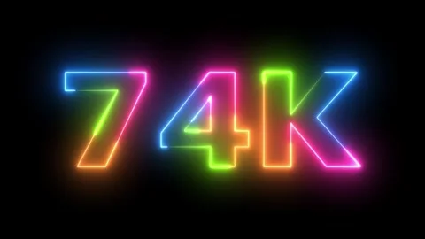 Dynamic 74K Neon Counter Animation  Colorful Electric Digits Glowing on Dar.. Vidéo 330419548