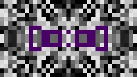 Dynamic 8-Bit Glitch Animation with Purple Accents 動画素材 340508288
