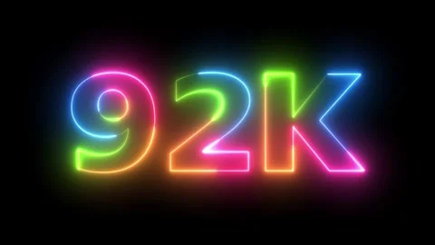 Dynamic 92K Neon Rainbow Glowing Numbers Text Animation on Black Background.. Vidéo 330419798