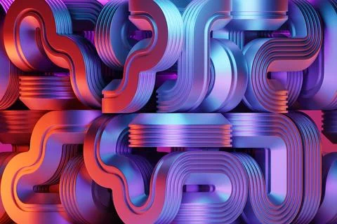 Dynamic  abctract  pattern.  Colorful  geomatric line background. 3D illustra Illustrazione stock