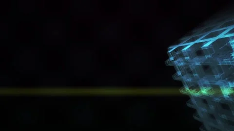 Dynamic Abstract 3d Geometric Structure with Neon Lighting in Cyber Environme Stock Footage 343694593