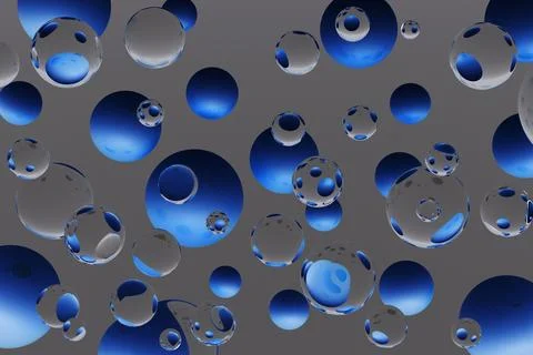 Dynamic abstract 3D pattern featuring floating blue and gray spheres. 3D rend 스톡 일러스트