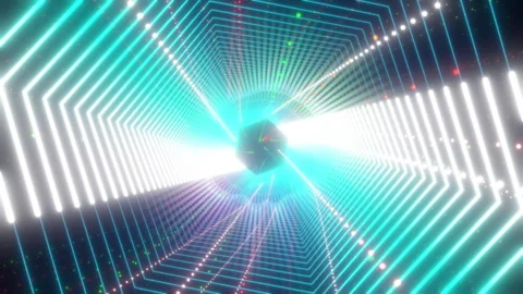 Dynamic abstract 3d render of glowing hexagon tunnel for music event visuals Stock Footage 317099021