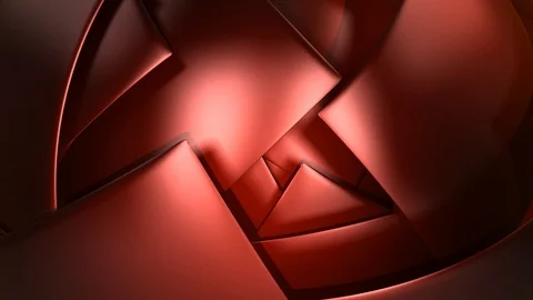 A dynamic abstract animated sphere of reflective nested rotating red bands. Stock Footage 120136841