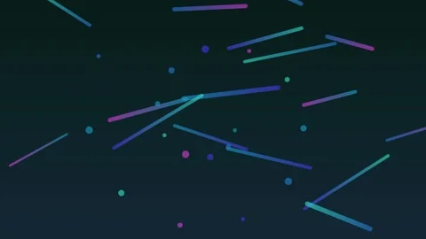 Dynamic abstract animation with colorful lines and dots against a dark teal Stock Footage 326175618