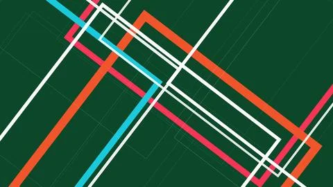 A dynamic abstract arrangement of intersecting colorful bands and fine grid.. Stock Illustration