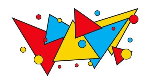Dynamic abstract arrangement of sharp geometric shapes and circles with abs.. Stockillustratie