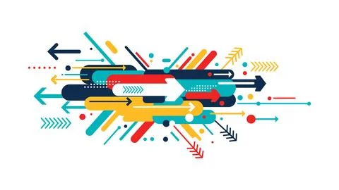 Dynamic abstract arrows and geometric shapes with abstract geometric movement 스톡 일러스트
