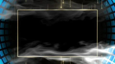Dynamic abstract background with blue grid panels wispy smoke and golden light Stock Footage 339257252