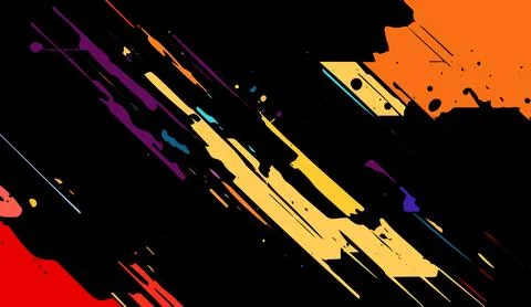 Dynamic abstract background with bold diagonal brush strokes in vibrant colors Illustrazione stock