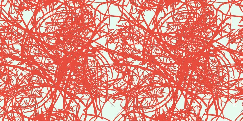 Dynamic abstract background with chaotic red scribbles forming tangled lines on Stock Illustration