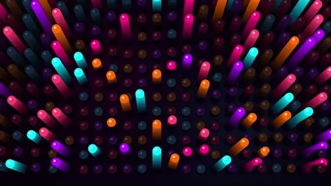 Dynamic abstract background with colorful glowing rods and sound Video stock 345592684