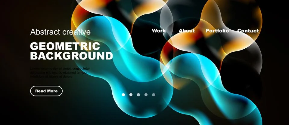 Dynamic abstract background features flowing shapes, vibrant colors, website Illustrazione stock