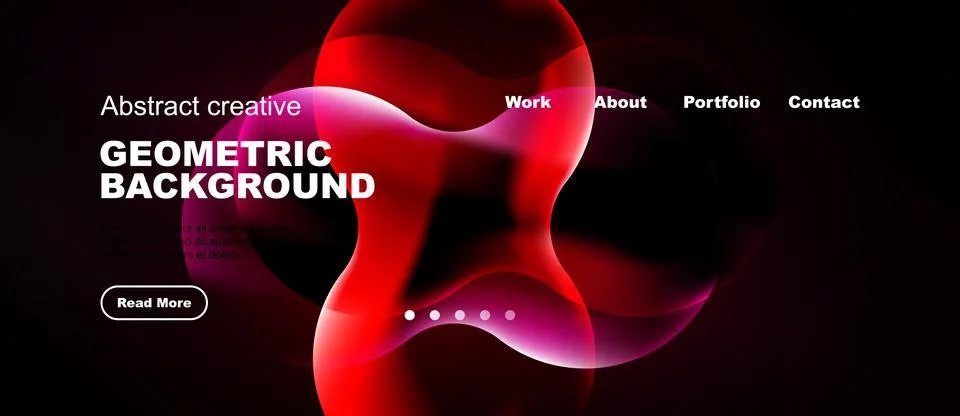 Dynamic abstract background features vibrant red shapes, dark tones. Website Illustrazione stock