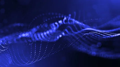 Dynamic abstract background of glowing particles with shining bokeh sparkles Видео 95222093