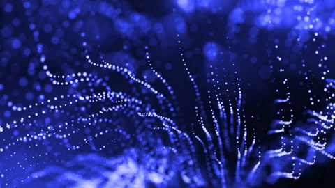 Dynamic abstract background of glowing particles with shining bokeh sparkles Stock Footage 95222320