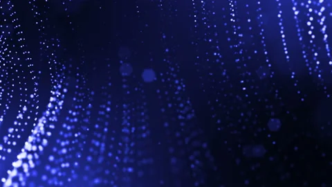 Dynamic abstract background of glowing particles with shining bokeh sparkles Stock Footage 95222877