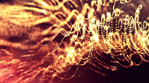 Dynamic abstract background of glowing particles with shining bokeh sparkles Stock Footage 95225136