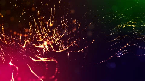 Dynamic abstract background of glowing particles with shining bokeh sparkles Stock Footage 95235711