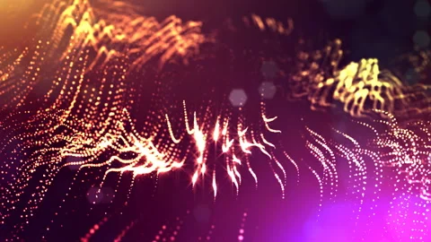 Dynamic abstract background of glowing particles with shining bokeh sparkles Video stock 95237007