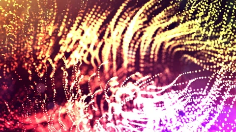 Dynamic abstract background of glowing particles with shining bokeh sparkles Video stock 95238630