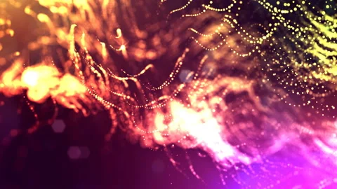 Dynamic abstract background of glowing particles with shining bokeh sparkles Video stock 95239156