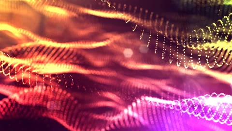 Dynamic abstract background of glowing particles with shining bokeh sparkles Stock Footage 95240616