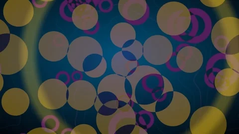 A dynamic abstract background with overlapping golden circles and magenta rings Stock Footage 342776953