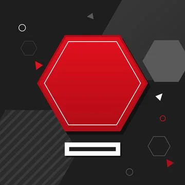 Dynamic Abstract Background with Red Hexagon and Geometric Shapes Stock Illustration