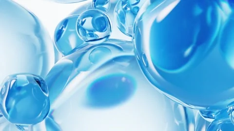 Dynamic abstract blue liquid bubbles floating and merging in motion, repres.. Stock Footage 332382930