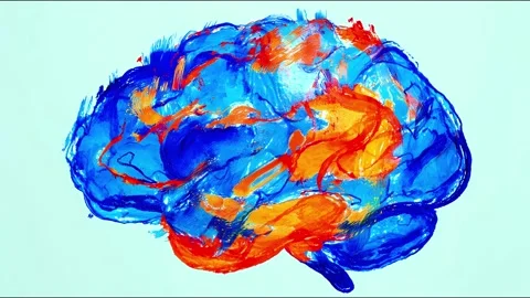 Dynamic abstract brain animation: vibrant colors and artistic flow Stock Footage 315411033