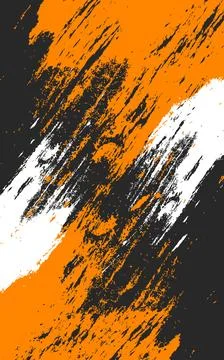 Dynamic abstract brush stroke composition in orange black and white Illustrazione stock