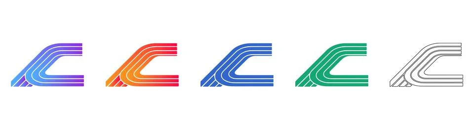 Dynamic Abstract C Letter Logo Icons Stock Illustration