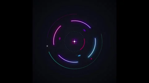 Dynamic abstract circular HUD with swirling neon lines and central glowing .. 動画素材 336365082