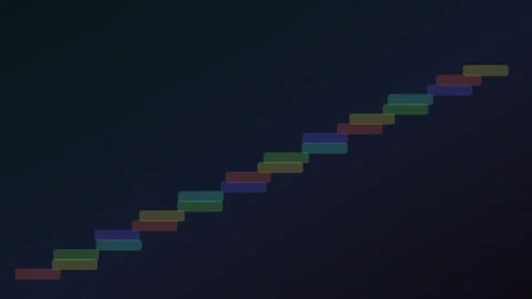 Dynamic abstract colorful blocks moving diagonally across a dark blue backg.. 스톡 동영상 340468670