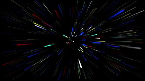 Dynamic abstract colorful light streaks exploding outward from a dark center Stock Footage 319826580