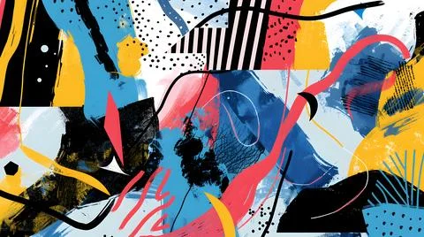 Dynamic abstract composition blending flowing organic shapes Stock Illustration