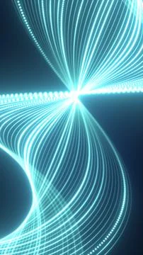 Dynamic abstract composition of glowing turquoise light trails forming intr.. Stock Photos