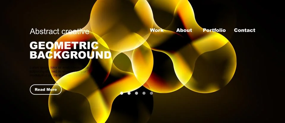 Dynamic abstract composition. Golden fluid shapes overlap dark backdrop. We.. Stock Illustration