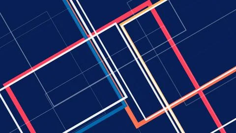 A dynamic abstract composition of multicolor geometric frames and diagonal .. Ilustração Stock